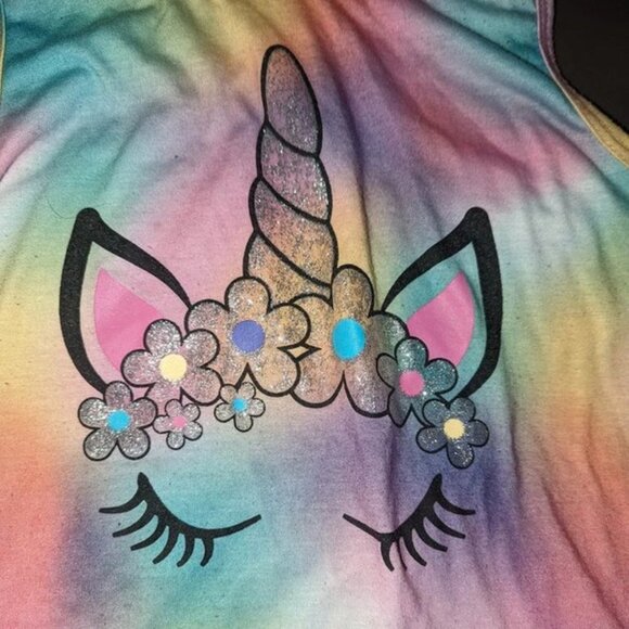*3 FOR $9* Delia's Girl Unicorn Kids Hooded Tank Tunic Top Coverup 14 16 - Picture 2 of 3